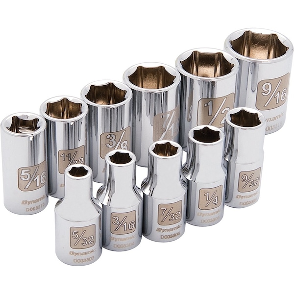 Tools 1/4" Drive 11 Piece 6 Point, Std SAE Socket Set, 5/32" - 9/16"